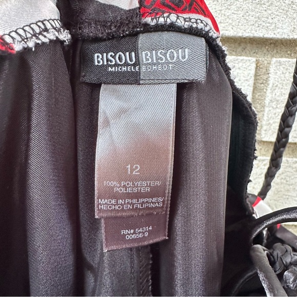 Bisou Bisou Y2K Red Black White Abstract Halter Dress Sz 12 Homecoming Hoco - Picture 10 of 10